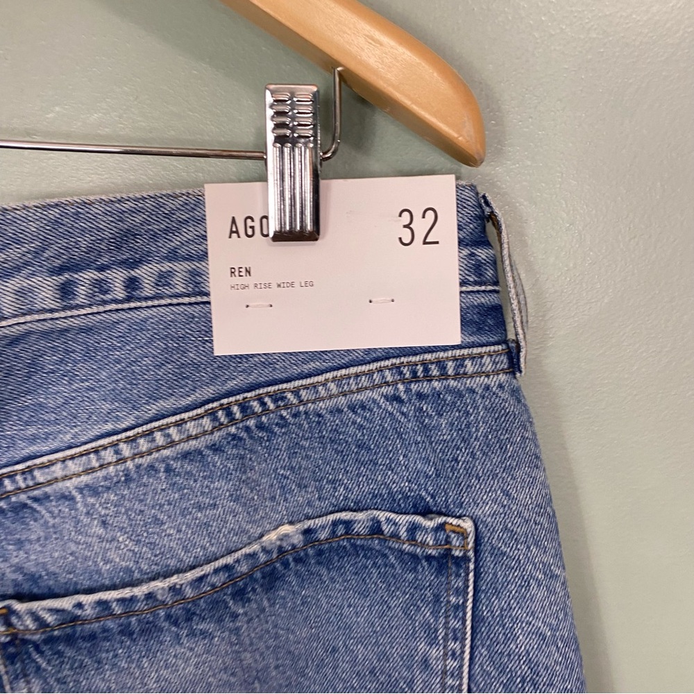 Agolde Ren High Rise Wide Leg Ankle Jean Denim Blue Shrine Size 32 - Picture 5 of 6